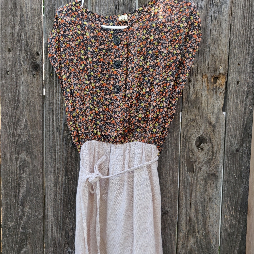 Vintage Floral Print Dress Size Small